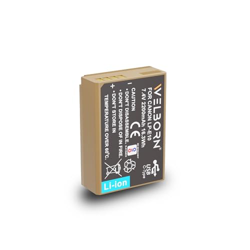 Welborn LPE10 Camera Battery (2200 mAh) with USB C Charging for Canon Digital Cameras - Canon 1200D, Canon 1300D, Canon EOS 1500D & Also Fits with 1100D 1200D 3000D Rebel T3 T5 T6