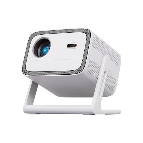 WANBO Vali 1, Native 1080P Fully Automatic, Smart Home Projector 4K Ultra HD, DRM L1, 900 ANSI | Voice Assistant | Chromecast | Android TV 11.0 | 12W Speaker | WiFi, BT | White