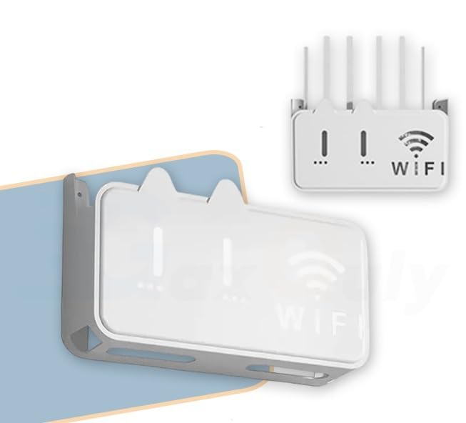 GaxQuly Self-Adhesive WiFi Storage Box, WiFi Router Holder Case Wall Mount-Universal Wall Shelf for Modem, Set-Top Box, Smart Devices-Space-Saving Cable Organizer Stand for Home & Office (Multicolor)