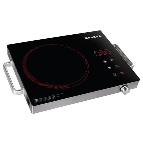 Faber 2200W Infrared Cooktop Stove| High Gloss Glass Finish| Digital Display| 4 Preset Cooking Modes| Touch Control| SS Finish | Infrared Hot Plate| FIP EMBER PLUSS 22 INFRARED SS