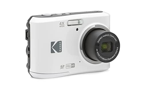KODAK PIXPRO FZ45-WH 16MP Digital Camera 4X Optical Zoom 27mm Wide Angle 1080P Full HD Video 2.7" LCD Vlogging Camera (White)