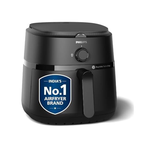 PHILIPS Air Fryer NA130, uses up to 90% less fat, 1700W, 6.2 Liter, with Rapid Air Technology (Black), Extra Large