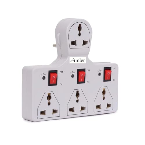 3+1 Socket Extension Board with Individual Switches | 8A 240V Universal Plug | Multi Plug Power Strip | Surge Protection | Extension Board for Home, Office, Laptop, Mobile Charger