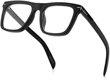 Roshfort Eyeglasses Square Spectacles Black adn Clear Anti Blue Ray Blocking BlueCut Anti Glare Reduce zero Power Mobile computer Laptop Gaming protection For Men & Women. (D-3)
