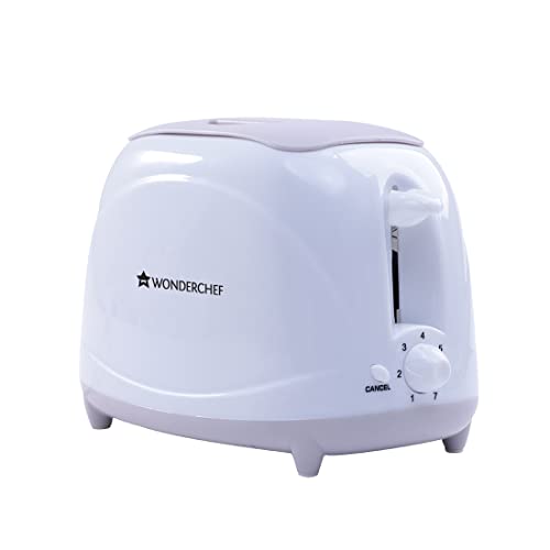 Wonderchef Ultima Pop-up Toaster with Lid Cover|700 Watt| 2 Bread Slice Automatic Pop-up Electric Toaster for Kitchen| 7- Level Browning Controls|Wide Bread Slots| Auto Shut Off|Mid Cycle Cancel Feature| Removable Crumb Tray| Easy to Clean| White| 2 Year Warranty