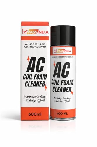 PASS INDIA AC Coil Foam Cleaner 600ml | AC Cleaning Foam Spray for Split, Window & Car AC | Heavy Duty Foam for Dirt, Dust & Coil Cleaning | Improves Cooling Efficiency