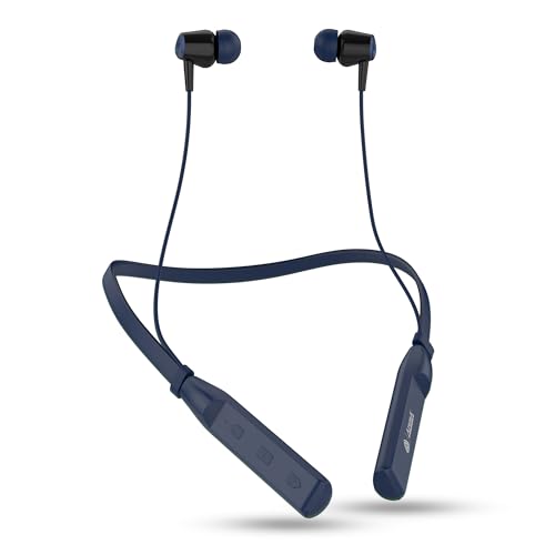 AROMA NB119 Giga Wireless Neckband Bluetooth Earphones – up to 60H Playtime | Dual Pairing | Fast Charging | Heavy Bass | Graphite Blue