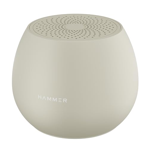 HAMMER Drop 5W Bluetooth Wireless Speaker with Twin Pairing, 1200 mAh Battery, 100H Standby Time, TWS Function, TF Card, USB Slot, Auto-Pairing, in-Built Mic, Type-C Charging, 52mm Driver (Beige)