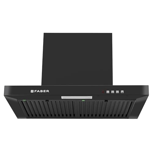 Faber 60 cm 1000 m³/hr T-Shape Kitchen Chimney | Baffle Filter | Push Button Control || 12 Years warranty on Motor|| Motor- 250 Watt | HOOD MARS PB BF BK 60, Black