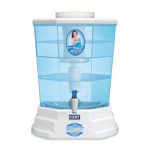 KENT Gold Plus Gravity Water Purifier | UF Technology Based | Non-Electric & Chemical Free | Counter Top | 20L Storage | White