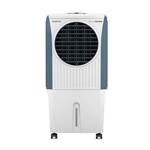 Havells KoolBlink 52 L Air Cooler for Room|Powerful Air-Delivery|Dual Flow Technology|3 Side Bacteria Shield Honeycomb Pads|Double Ball Bearing Motor|Front Wheels with Brake|Inverter Compatible