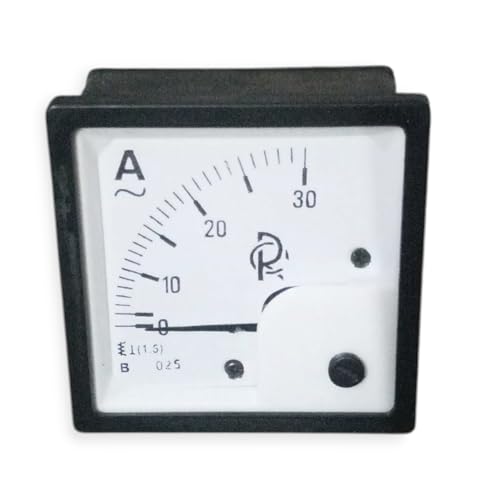 RC ELECTRIC INDIA Analog Ampere Meter (0-30A) 72mm Square Ac for Home, Monitor Panel Indicator, Stabilizer, Switch Board Analog Volt Meter Square Type Analog Ampere Meter AC 0 to 30 Ampere