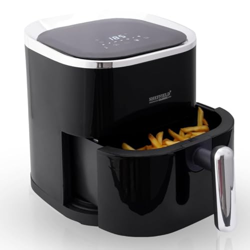 Sheffield Classic 3.9L Smart Digital Air Fryer | 1200W | 360° Air Flow | Touch Screen | Non‑Stick Basket | 7 Preset Menu | Oil‑Free Frying & Baking | Best for Gifting – Black