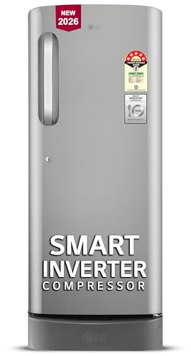 LG 224 L, 5 Star, Smart Inverter, Direct Cool Single Door Refrigerator (GLD2356ZAPZ, Shiny Steel, Base stand with Drawer)
