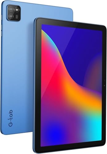 G-tab T9 Pro Android Tablet 10.1" HD Display, 12GB RAM (4GB+8GB Expandable), 128GB Storage, Android 15, Allwinner A333 Quad-Core, 5000mAh Battery, 5G WiFi, Dual Camera, Blue