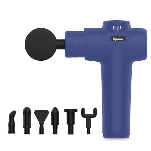 Lifelong Percussion Massage Gun | Full Body Massager for Pain Relief | Rechargeable Cordless Deep Tissue Massage Machine | 7 Specialised Heads for Use at Gym, Home & During Travel