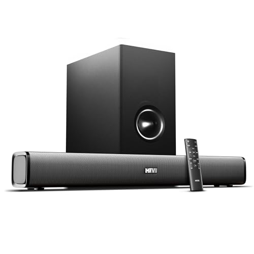 Mivi Nex 150 Soundbar [New Launch], 150 Watts, 2.1 Channel System with Soundbar and Subwoofer, Nex PowerStage Tech, Signature Sound, Multiple Input Modes, Made in India