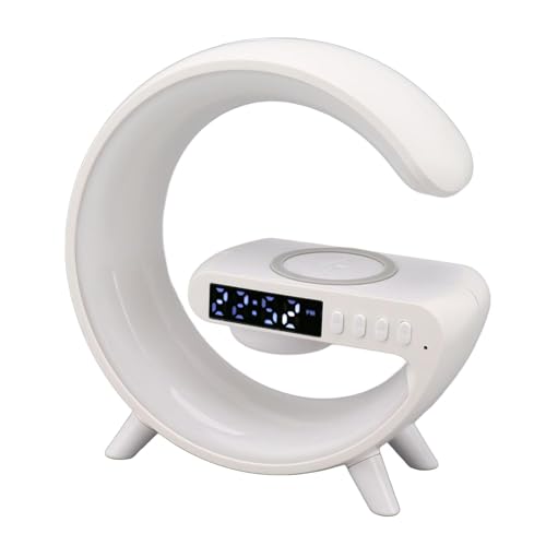 Drumstone 10 𝒀𝒆𝒂𝒓𝒔 𝑾𝒂𝒓𝒓𝒂𝒏𝒕𝒚 G-Shape Bluetooth Speaker with Smart Alarm Clock & LED Mood Light | Wireless Music Player, FM Radio, Night Lamp for Bedroom, Office & Home Décor