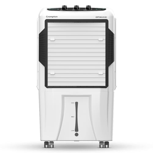 Crompton Optimus Desert Air Cooler 80L| High density honeycomb| Auto fill| Water Level indicator| Fully collapsible Louvers| 4 way Air deflection| Humidity control| Cooling mode & Auto Swing