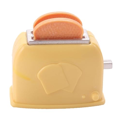 ZOOMELLA Dollhouse Bread Toaster Miniature Breakfast Bread Toaster for 1/6 1/12 Cafes Yellow Dolls & Bears