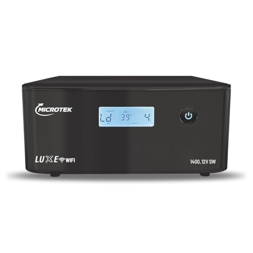 Microtek Luxe WiFi Inverter 1400, 12V Pure Sine Wave | Remote App Control | Battery Status Notifications | 80V-290V Input Voltage | Turbo Charging | for Home, Office and Shops | 3 Years Warranty