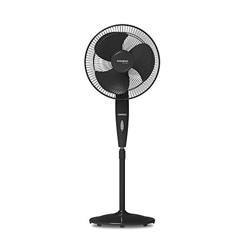 Crompton HighSpeed Torpedo 400 mm Pedestal Fan (Black) – Powerful 2100 RPM, 3-Speed Settings, Wide Oscillation, Thermal Overload Protection, 100% Copper Winding & Sturdy Base with 2-Year Warranty