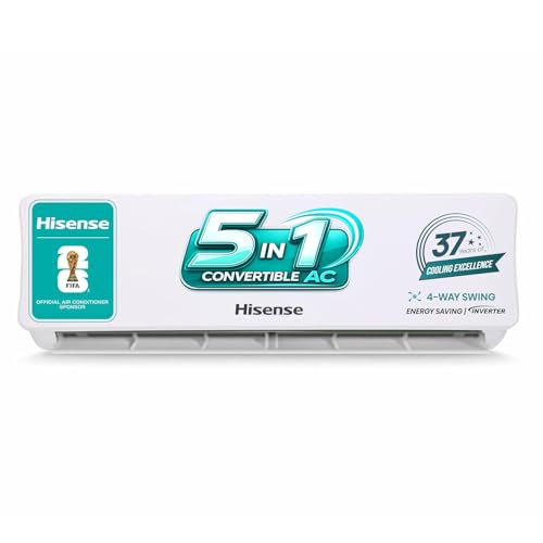 Hisense 1.5 Ton 3 star Inverter Split AC(Copper, 5-in-1 Convertible with Intelligent 4 modes, PM 2.5 filter, Anti corrosion, AS-18TR4R3E2, White ）