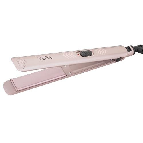 Vega K Shine Hair Straightener for Women with Keratin Infused Plates to Minimise Hair Damage, Heat upto 200°C, Power Indicator Light, Rose Gold, (VHSH-28)