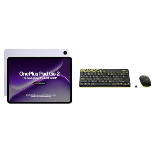 OnePlus Pad Go 2, 30.73 cm (12.1 inch) 2.8K Display, Dolby Vision™, 120Hz Refresh Rate, Quad Speakers, AI, 10050 mAh Battery, Wi-Fi Tablet + Logitech MK240 Nano Wireless USB Keyboard and Mouse Set