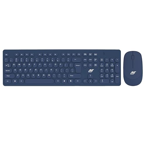 Ant Value FKBRI05 Wireless Keyboard Mouse Combo - 2.4Ghz Aesthetic Quiet Keyboard and Mouse Wireless - 104 Keys Full Size Ultra-Thin Keyboard for Laptop, Computer, PC, Notebook, Windows, Mac OS (Blue)