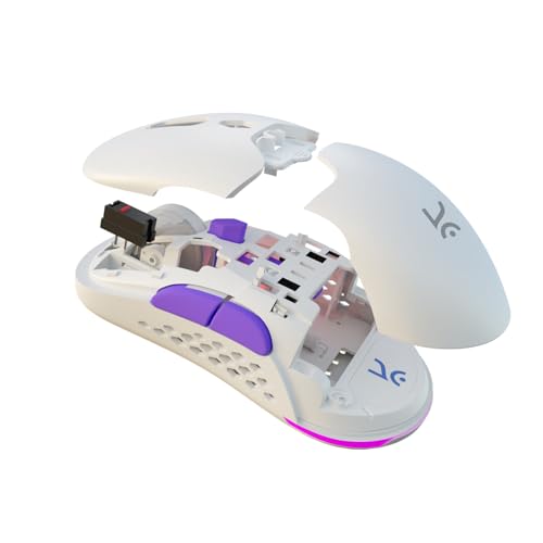 Kreo Chimera V2 RGB Wireless Gaming Mouse with Hot-swappable 50M Switches, Dual Magnetic Shells, 6 Programmable Buttons, Triple-Mode Connectivity & Adjustable DPI up to 12000 (White)