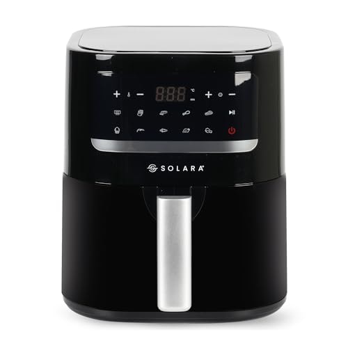 SOLARA Digital Air Fryer, 4.5L Capacity, 10 Preset Modes for Indian Cooking, 90% Less Oil, 1500 Watts, Digital Touch Control, 360° Air Circulation, Adjustable Temp, 100+ Recipe eBook & Videos,Black