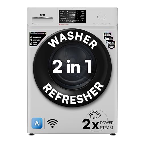 IFB 8 Kg 5 Star, DeepClean® Technology, AI Powered, WiFi, Fully Automatic Front Load Washing Machine (SENATOR GXN 8012 CMS, PowerSteam®, 9 Swirl, Steam Refresh, Inbuilt Heater, Eco Inverter, Grey)