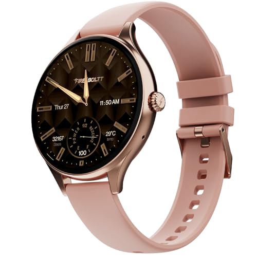 Fire-Boltt Phoenix Air Smart Watch 1.26” Round Display, Rotating Button, Wireless Charging, Ultra Lightweight Metal Body, Bluetooth Calling, Smartwatch with Silicone & Mesh Steel Straps Petal Pink
