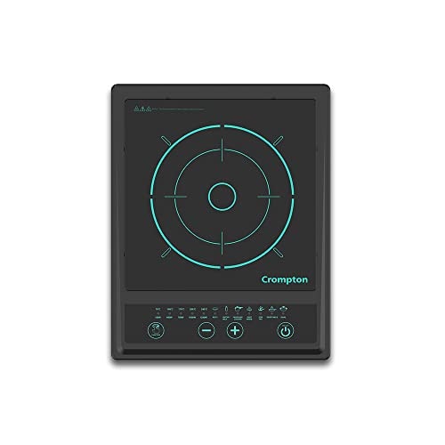 Crompton Instaserve 1200 W Induction Cooktop with Tactile Push Buttons | 7 One touch Cook Menus | Overvoltage Shield Protection