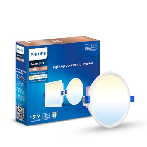 Philips 15W Round Wi-Fi Smart Led Ceiling Light for Home with Music Sync Function|Amazon Alexa & Google Assistant Compatible|Cut Out: 6 Inch|Tunable White,Pack of 1 (Wiz Prime Neo)