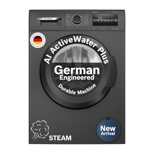 Bosch 7 kg 5 Star Front Load Fully-Automatic Washing Machine, AI ActiveWater, 15 Wash Programs, Removes 99.9% Germs with Steam, No Tangle or Wrinkle, SoftCare Paddle, Black, WAJ24209IN