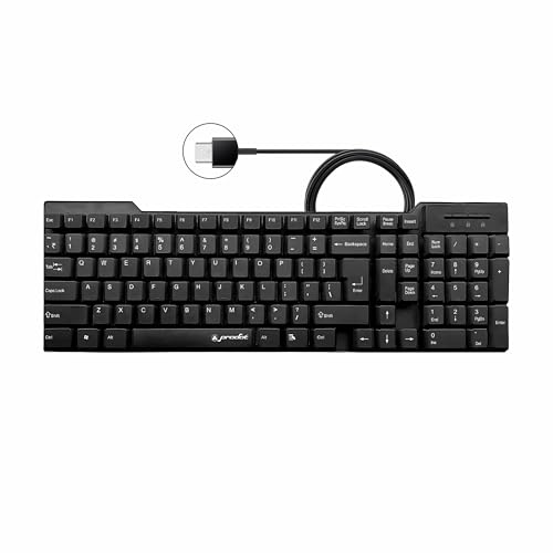 ProDot Alive Type-C Wired Keyboard Floated Key I Plug & Play Technology I 104 Keys I Rupees Key I Spill Resistant Design I Compatible with Windows, iOS, Linux, Laptop and Mobile with 1 Year Warranty