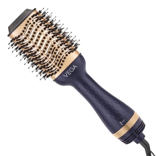 Vega Pro Volumizer Hair Blow Dryer Brush, 3 in 1 Hot Air Brush, 360° Airflow Vent, 2 in1 Quick Drying & Styling, 3 Heat/2 Speed Settings, Hair Dryer Brush, Blowout Volumizer Brush(1000-1200W, VHSD-02)