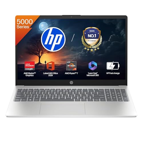 HP 15 Laptop, AMD Ryzen 7-5825U [16GB DDR4 Ram/512GB SSD/Win11/Office Home'2024/M365 Basic(1yr)*/Anti-Glare,Micro-Edge,15.6''/39.6cm FHD/Silver,1.59kg /Backlit KB+FHD Camera+Radeon Graphics] fc0533AU