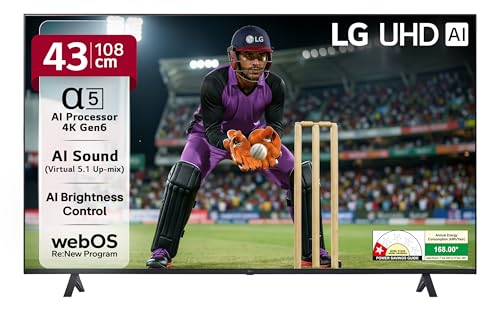 LG 108 cm (43 Inches) UR7500 AI Series 4K Ultra HD (3840 x 2160) Smart webOS LED TV 43UR7500PSC