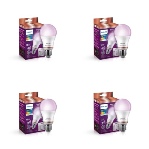 Philips WiZ 12W E27 Wi-Fi & Bluetooth LED Smart Bulb with Music Sync, Compatible with Amazon Alexa & Google Assistant, 16 Million Colours & Motion Sensing Technology | Pack of 4