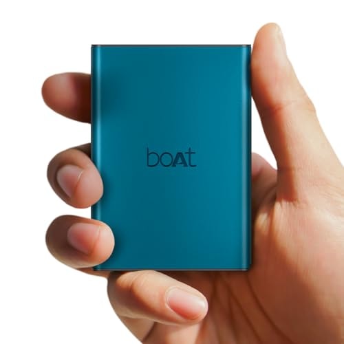 Boat Energyshroom PB400 Pro 20000 mAh 22.5W Pocket Size, Compact Power Bank, Fast Charging (2X Output Ports, Supports Android, iPhone, Tablets, Earbuds, etc.) (Steel Blue), USB Type C
