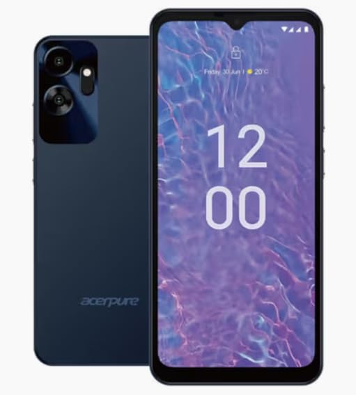 acerpure Acerone Liquid 4G Smartphone (Blue, 4GB RAM, 64GB Storage) with 6.5" IPS Display, 20MP Rear Camera, 5000mAh Battery, Android 14, Octa-Core MT6765 Processor