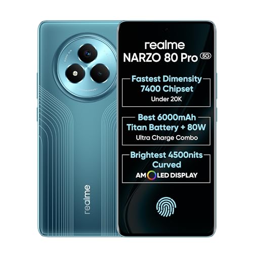 realme NARZO 80 Pro 5G (Racing Green,8GB+256GB) | Segment's 1st MediaTek Dimensity 7400 Chipset | 6000mAh Titan Battery + 80W Ultra Charge | 4500nits HyperGlow Esports Display | IP69 Waterproof