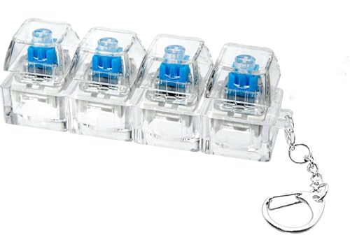 Mechanical Keyboard Switch Fidget fujino Toy fujino with Keychain | Clicker Keycap Fidget Pad with 4 Clear Switches