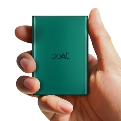 Boat Energyshroom PB400 Pro 20000 mAh 22.5W Pocket Size, Compact Power Bank, Fast Charging (2X Output Ports, Supports Android, iPhone, Tablets, Earbuds, etc.) (Emerald Green), USB Type C