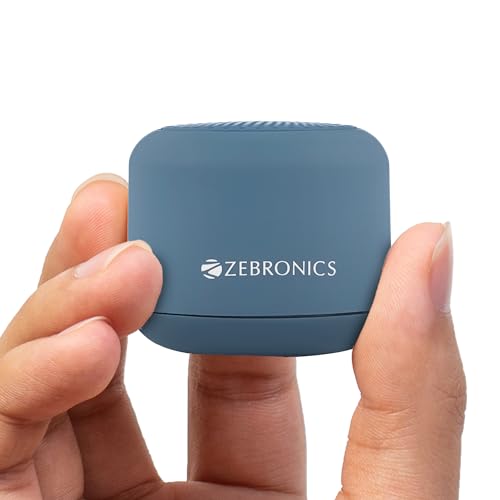 ZEBRONICS Pixie Portable Speaker, 5 Watts, Supports Bluetooth, TWS Function, mSD, Compact Design, Call Function, Carry Loop, Upto 7h Backup (Dark Blue)