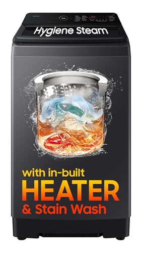 Samsung 8 Kg, 5 Star, Hygiene Steam, Ecobubble, Quick Wash, Soft Closing Door, Digital Inverter, Fully-Automatic Top Load Washing Machine (WA40F08H2CTL, In-Built Heater, Stainwash, Deep Charcoal)
