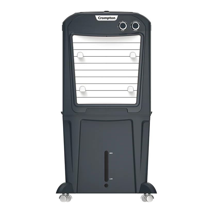 Crompton Zelus PAC45 45L Desert Air Cooler, Grey, with 4-Way Air Deflection, Auto Swing Louvers, Ice Chamber, Everlast Pump, Motor Overload Protection, Inverter Compatible